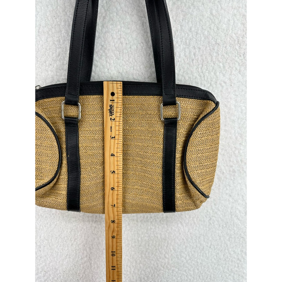 Maxx New York Womens Shoulder Bag Purse Beige Straw & Leather Dual Handle - Picture 4 of 9